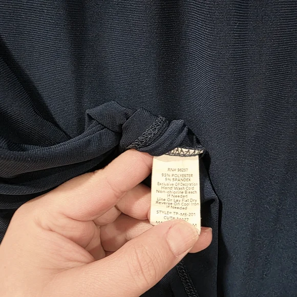 PerSeption Concepts Navy Blue Womens XL Short Sleeve BLOUSE - Picture 7 of 8